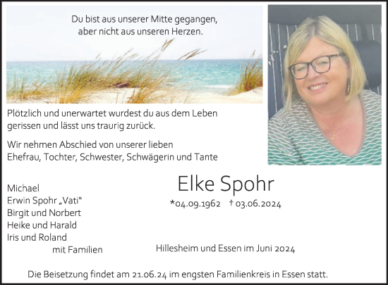Traueranzeige von Elke Spohr von WochenSpiegel