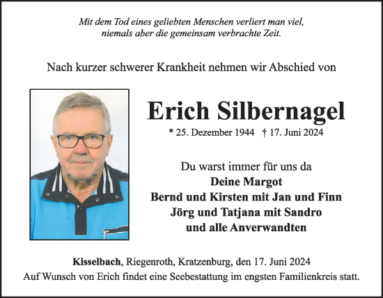 Traueranzeige von Erich Silbernagel von WochenSpiegel