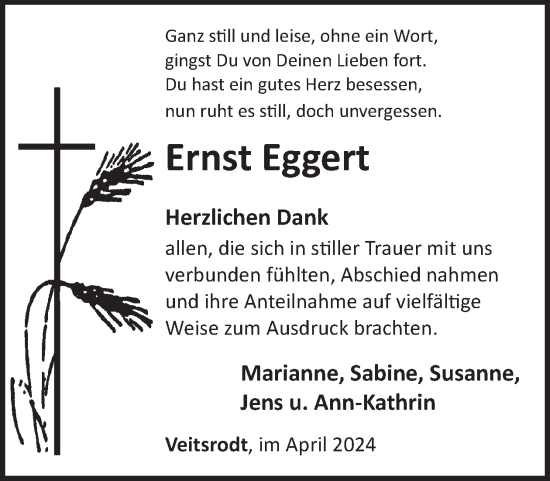 Traueranzeige von Ernst Eggert von WochenSpiegel