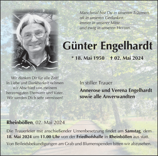 Traueranzeige von Günter Engelhardt von WochenSpiegel