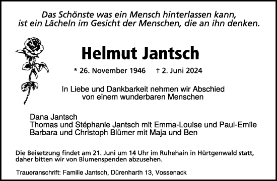 Traueranzeige von Helmut Jantsch von WochenSpiegel