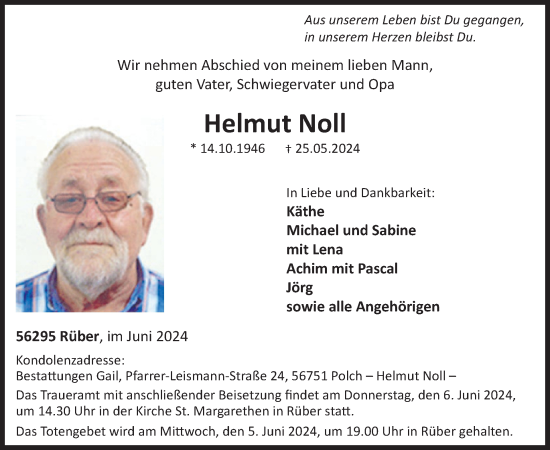 Traueranzeige von Helmut Noll von WochenSpiegel