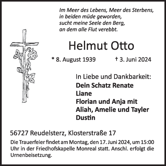 Traueranzeige von Helmut Otto von WochenSpiegel