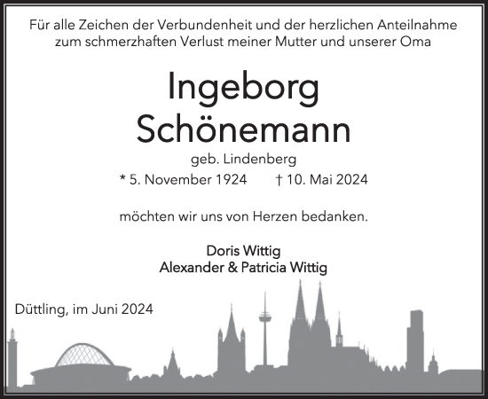Traueranzeige von Ingeborg Schönemann von WochenSpiegel