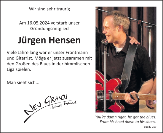 Traueranzeige von Jürgen Hensen von WochenSpiegel