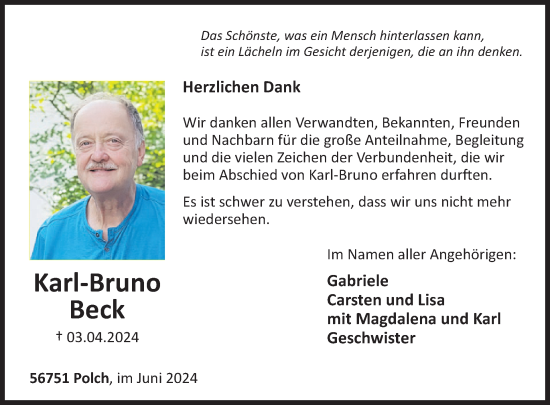 Traueranzeige von Karl-Bruno Beck von WochenSpiegel