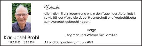 Traueranzeige von Karl-Josef Brohl von WochenSpiegel