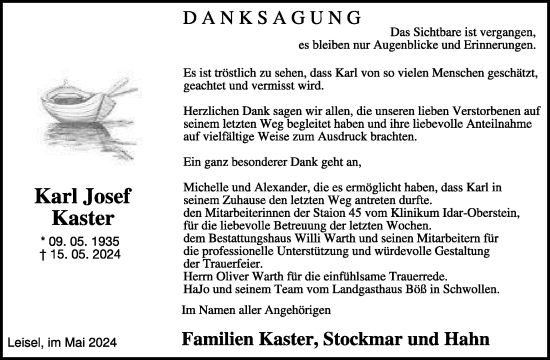 Traueranzeige von Karl Kaster von WochenSpiegel