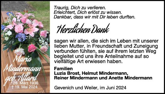 Traueranzeige von Maria Mindermann von WochenSpiegel