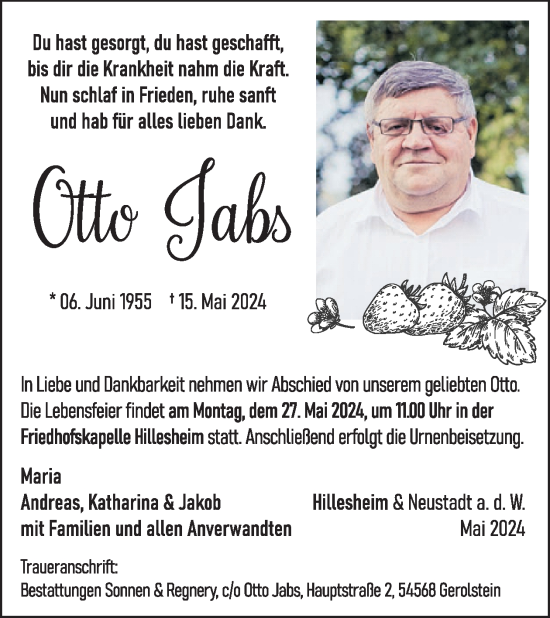 Traueranzeige von Otto Jabs von WochenSpiegel