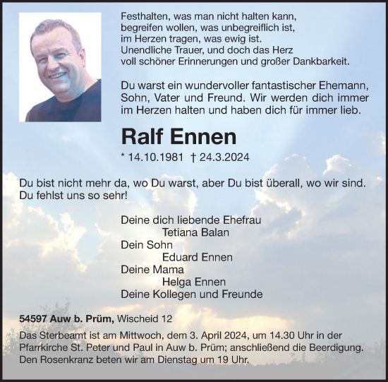 Traueranzeige von Ralf Ennen von WochenSpiegel