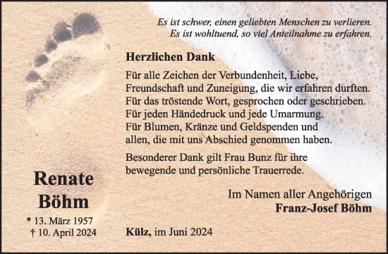 Traueranzeige von Renate Böhm von WochenSpiegel
