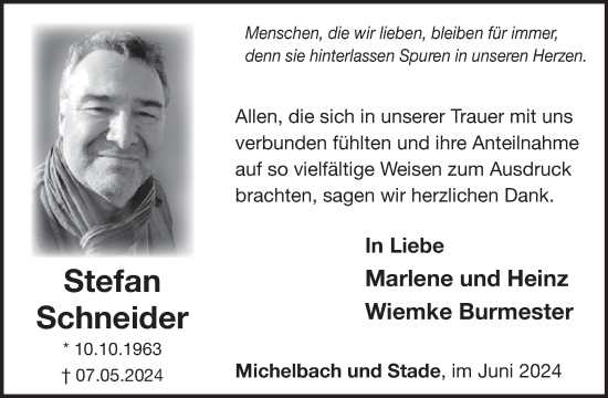 Traueranzeige von Stefan Schneider von WochenSpiegel