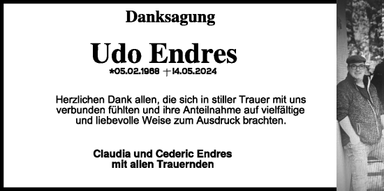 Traueranzeige von Udo Endres von WochenSpiegel