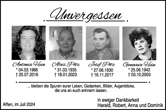 Traueranzeige von Antonia Hein von WochenSpiegel
