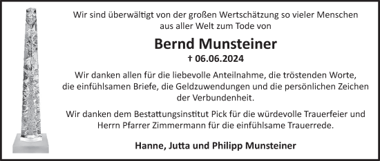 Traueranzeige von Bernd Munsteiner von WochenSpiegel