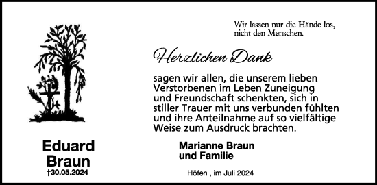 Traueranzeige von Eduard Braun von WochenSpiegel