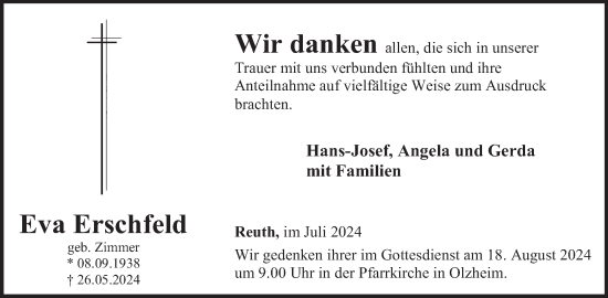 Traueranzeige von Eva Erschfeld von WochenSpiegel