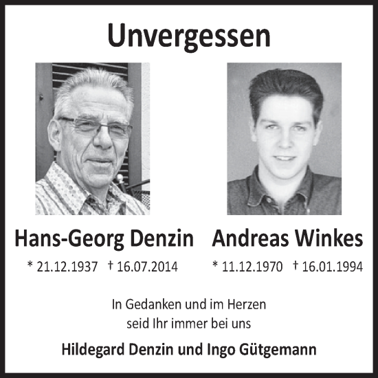 Traueranzeige von Hans-Georg Denzin von WochenSpiegel
