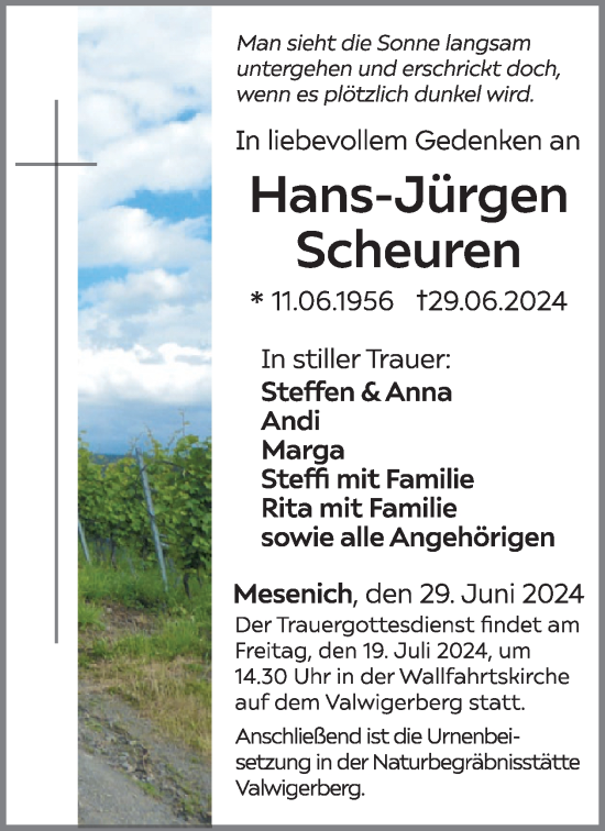 Traueranzeige von Hans-Jürgen Scheuren von WochenSpiegel