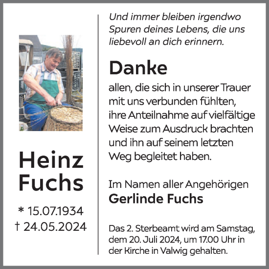 Traueranzeige von Heinz Fuchs von WochenSpiegel