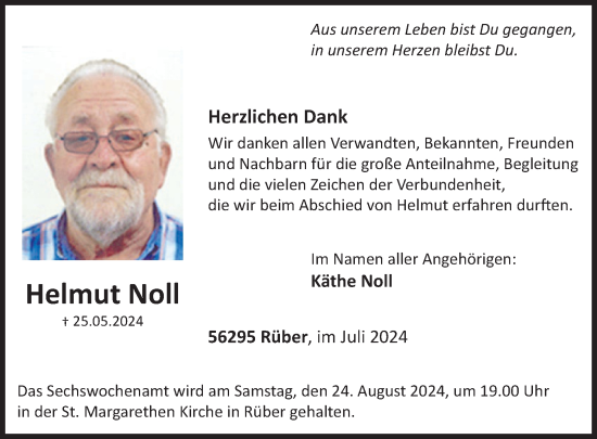 Traueranzeige von Helmut Noll von WochenSpiegel