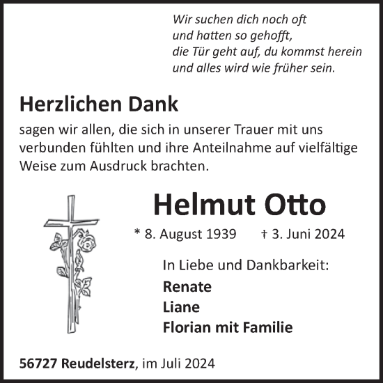 Traueranzeige von Helmut Otto von WochenSpiegel