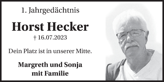 Traueranzeige von Horst Hecker von WochenSpiegel
