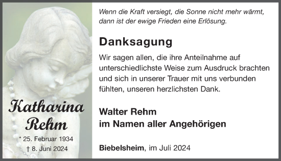 Traueranzeige von Katharina Rehm von WochenSpiegel