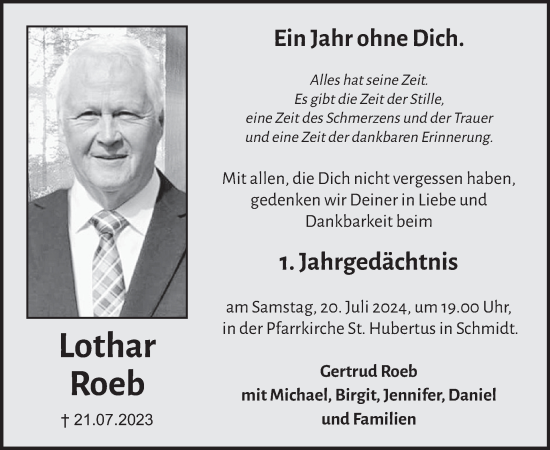 Traueranzeige von Lothar Roeb von WochenSpiegel