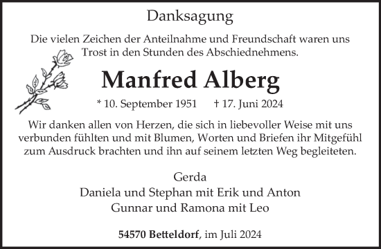 Traueranzeige von Manfred Alberg von WochenSpiegel