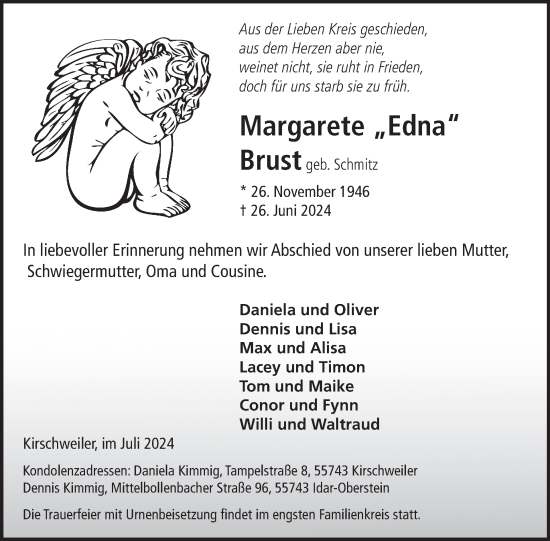 Traueranzeige von Margarete Brust von WochenSpiegel