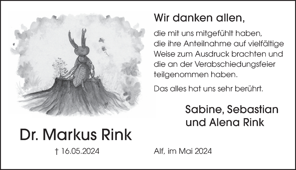  Traueranzeige für Markus Rink vom 03.07.2024 aus WochenSpiegel