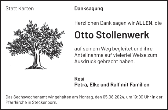 Traueranzeige von Otto Stollenwerk von WochenSpiegel