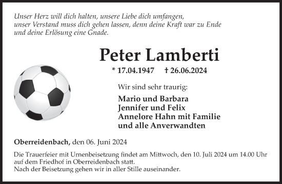 Traueranzeige von Peter Lamberti von WochenSpiegel