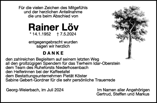 Traueranzeige von Rainer Löv von WochenSpiegel