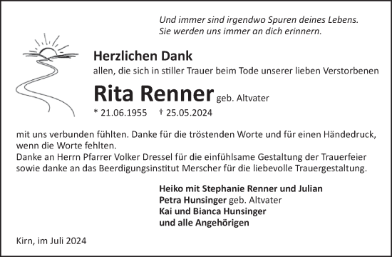 Traueranzeige von Rita Renner von WochenSpiegel