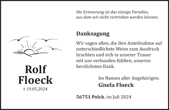 Traueranzeige von Rolf Floeck von WochenSpiegel