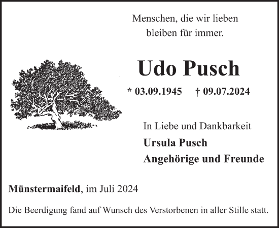 Traueranzeige von Udo Pusch von WochenSpiegel