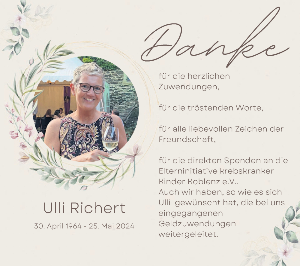  Traueranzeige für Ulli Richert vom 24.07.2024 aus WochenSpiegel