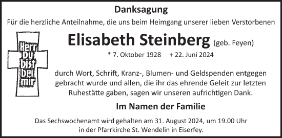 Traueranzeige von Elisabeth Steinberg von WochenSpiegel