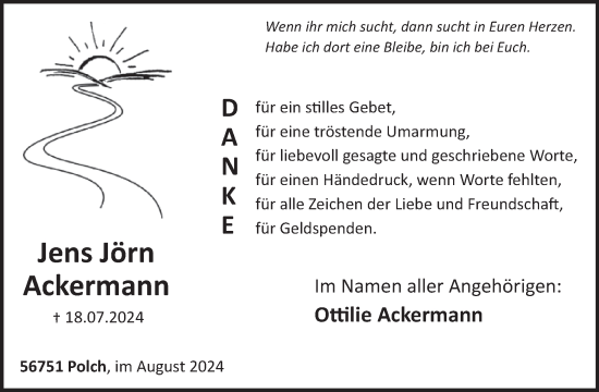 Traueranzeige von Jens Jörn Ackermann von WochenSpiegel