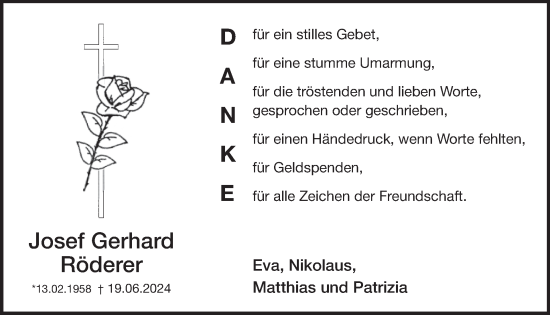 Traueranzeige von Josef Gerhard Röderer von WochenSpiegel