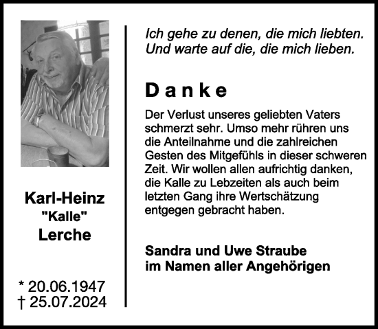 Traueranzeige von Karl-Heinz Lerche von WochenSpiegel