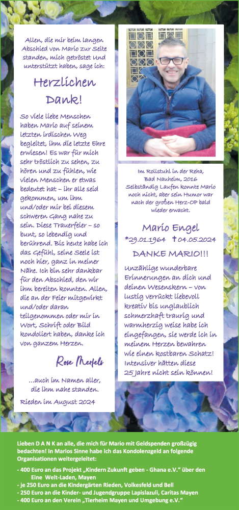 Traueranzeige von Mario Engel von WochenSpiegel