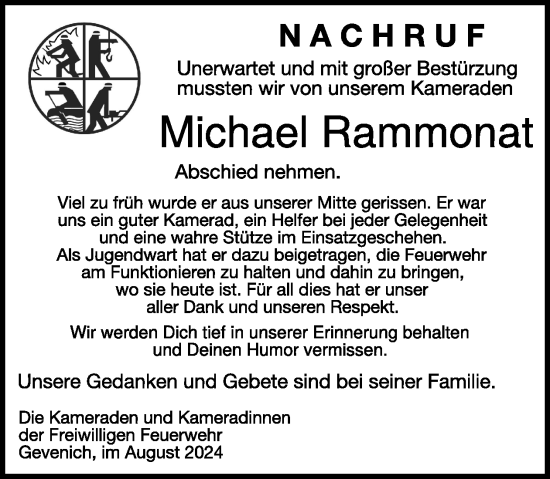 Traueranzeige von Michael Rammonat von WochenSpiegel