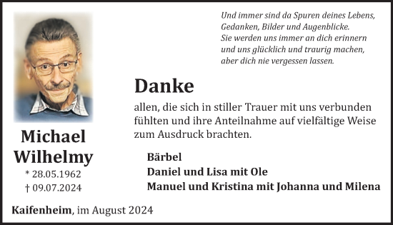 Traueranzeige von Michael Wilhelmy von WochenSpiegel