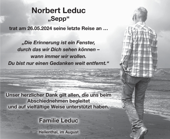Traueranzeige von Norbert Leduc von WochenSpiegel