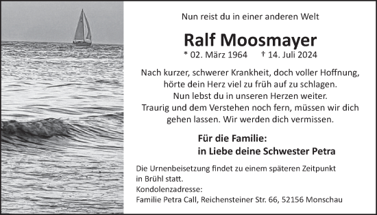 Traueranzeige von Ralf Moosmayer von WochenSpiegel