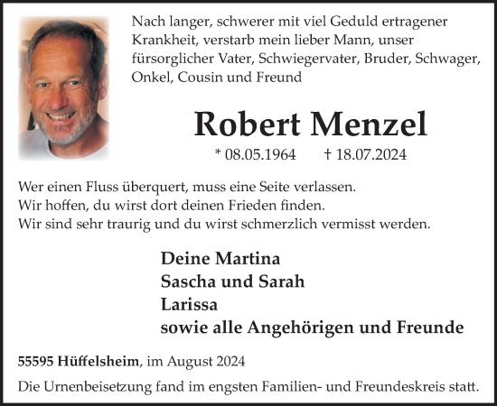 Traueranzeige von Robert Menzel von WochenSpiegel